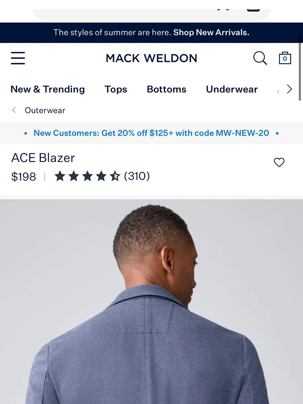 Mack Weldon Ace Blazer in Sage Heather Size Large